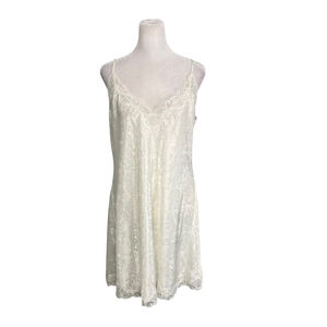 Vintage Victoria's Secret Gold Label White Satin Chemise Slip Lace Nightie Large